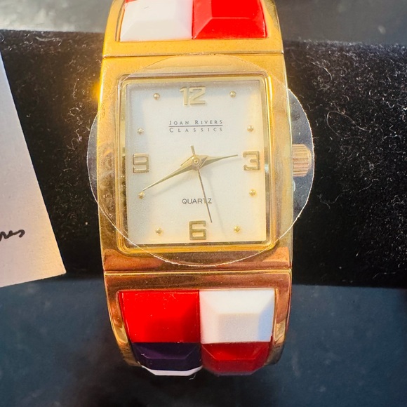 NWT  Joan Rivers patriot July 4th red white blue bracelet watch